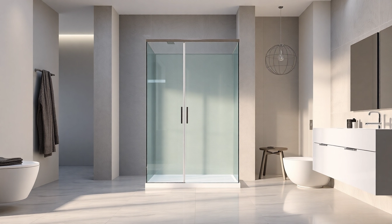 Duschkabine 90x90 komplett in einem modernen Badezimmer mit eleganten Details und sanftem Licht.