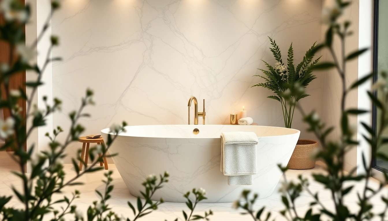 Transform elegant bathrooms with luxurious marble tub and calming ambiance.