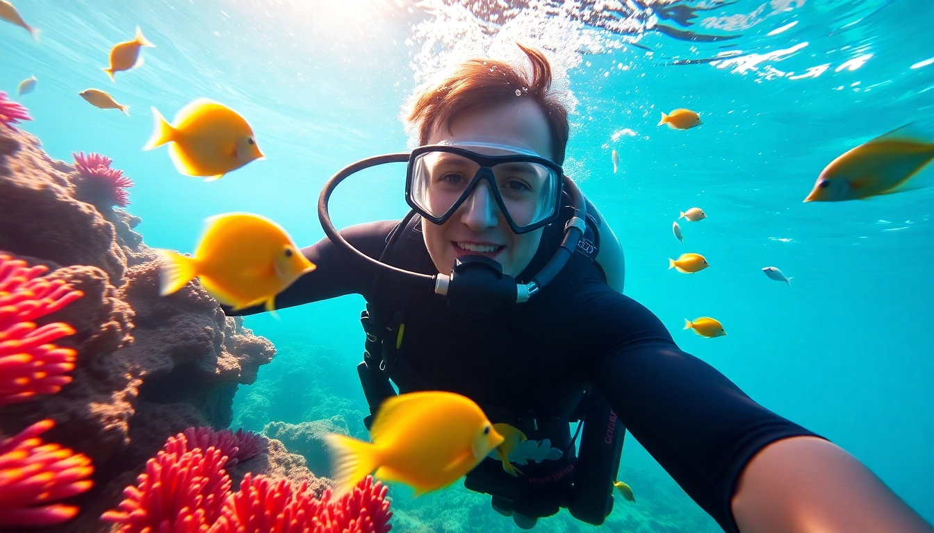 Schnuppertauchen beim Tauchen in klarem Wasser mit bunten Fischen und Korallen