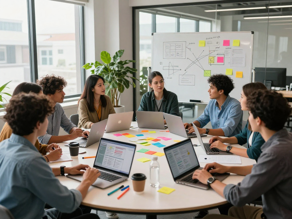 Effective collaboration at https://neam.org.uk's modern office, showcasing diverse professionals brainstorming.