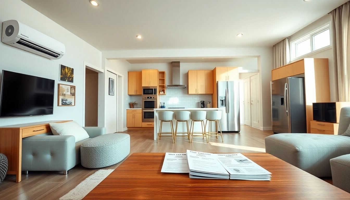 Visual representation of home systems and appliance protection showcasing modern appliances in a cozy living room.
