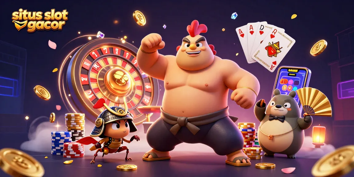 Experience the excitement of situs slot gacor with a powerful sumo rooster and thrilling casino elements.