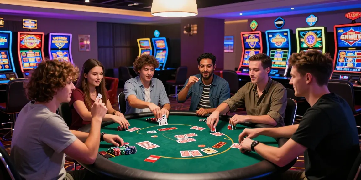 Players engaging in credit card casinos excitement with vibrant slot machines and poker tables.