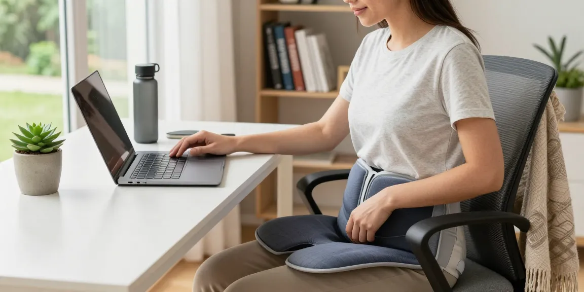 Enhance comfort with a 減壓座墊 in a wellness-focused home office, featuring an ergonomic setup.