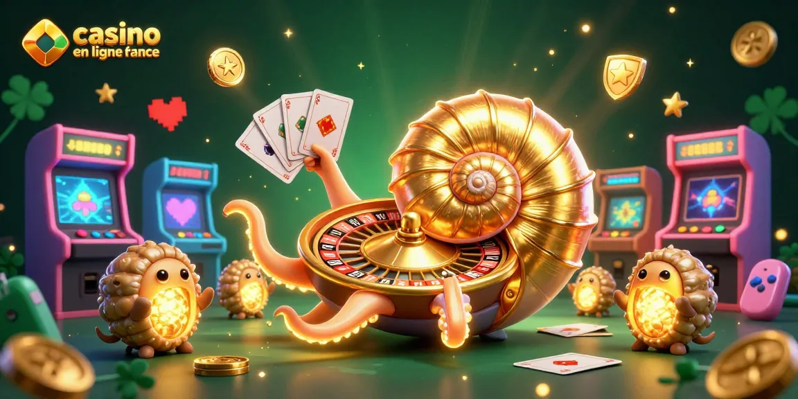 Découvrez le casino en ligne France à travers une illustration détaillée de jeux et de personnages ludiques.