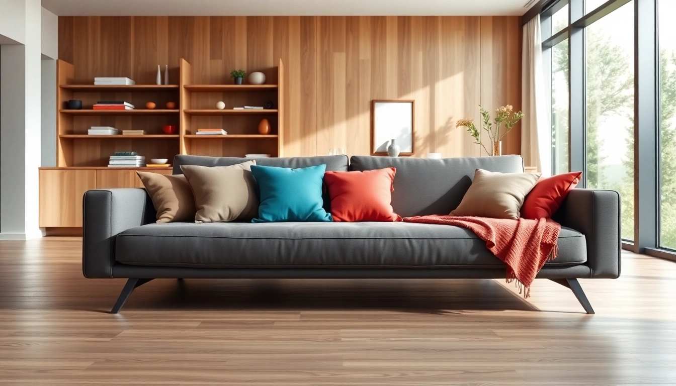 Sofa beds uk in a modern living room with decorative pillows, showcasing comfort and style.