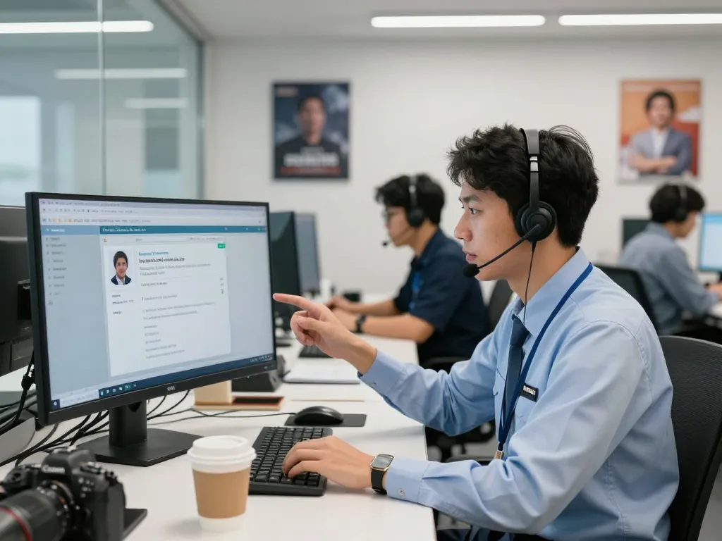 CSKH 24/7 hubet88 customer support agent assisting clients in a modern call center