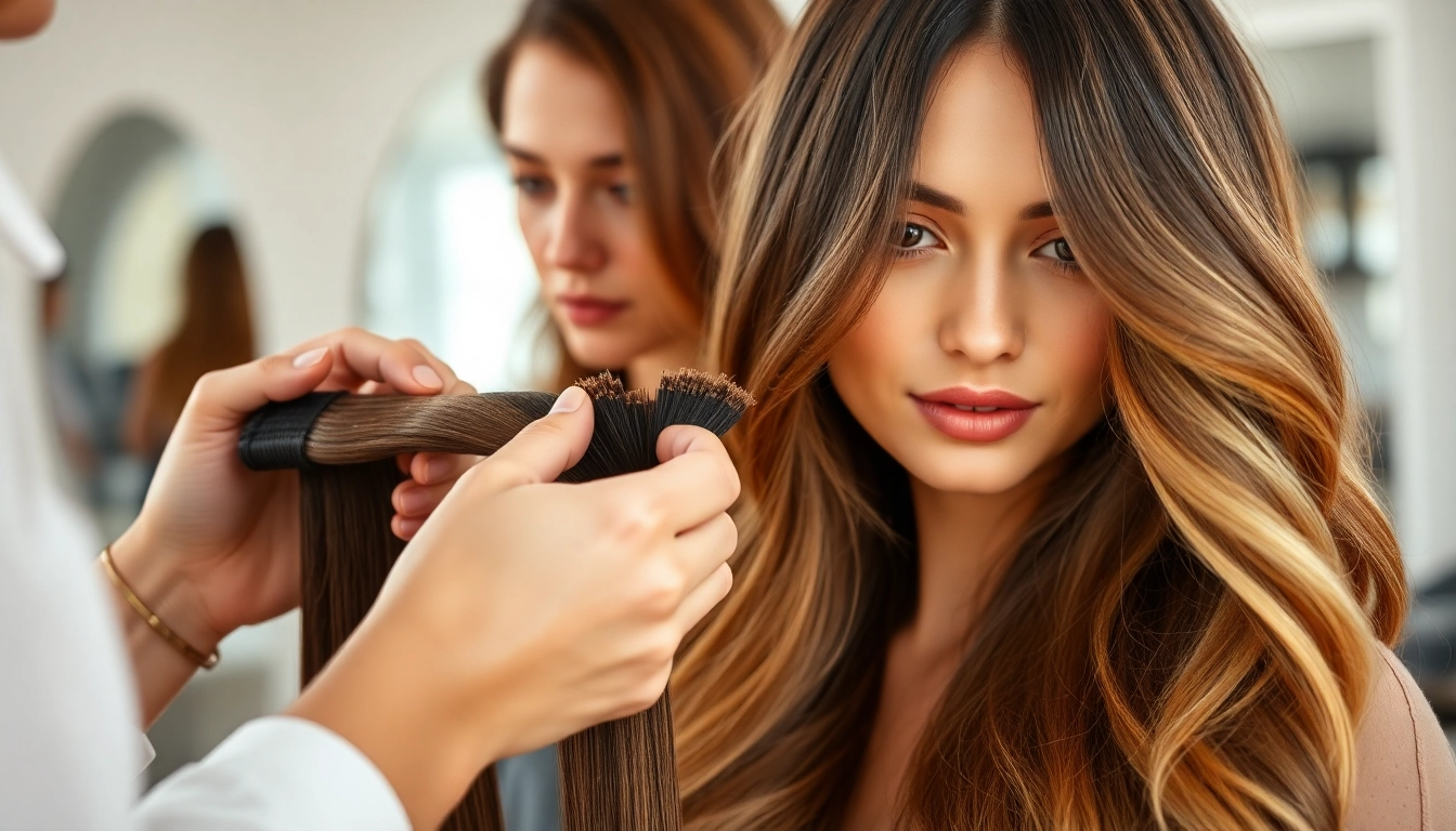 Applying genius weft hair extensions for a flawless, stunning hairstyle.