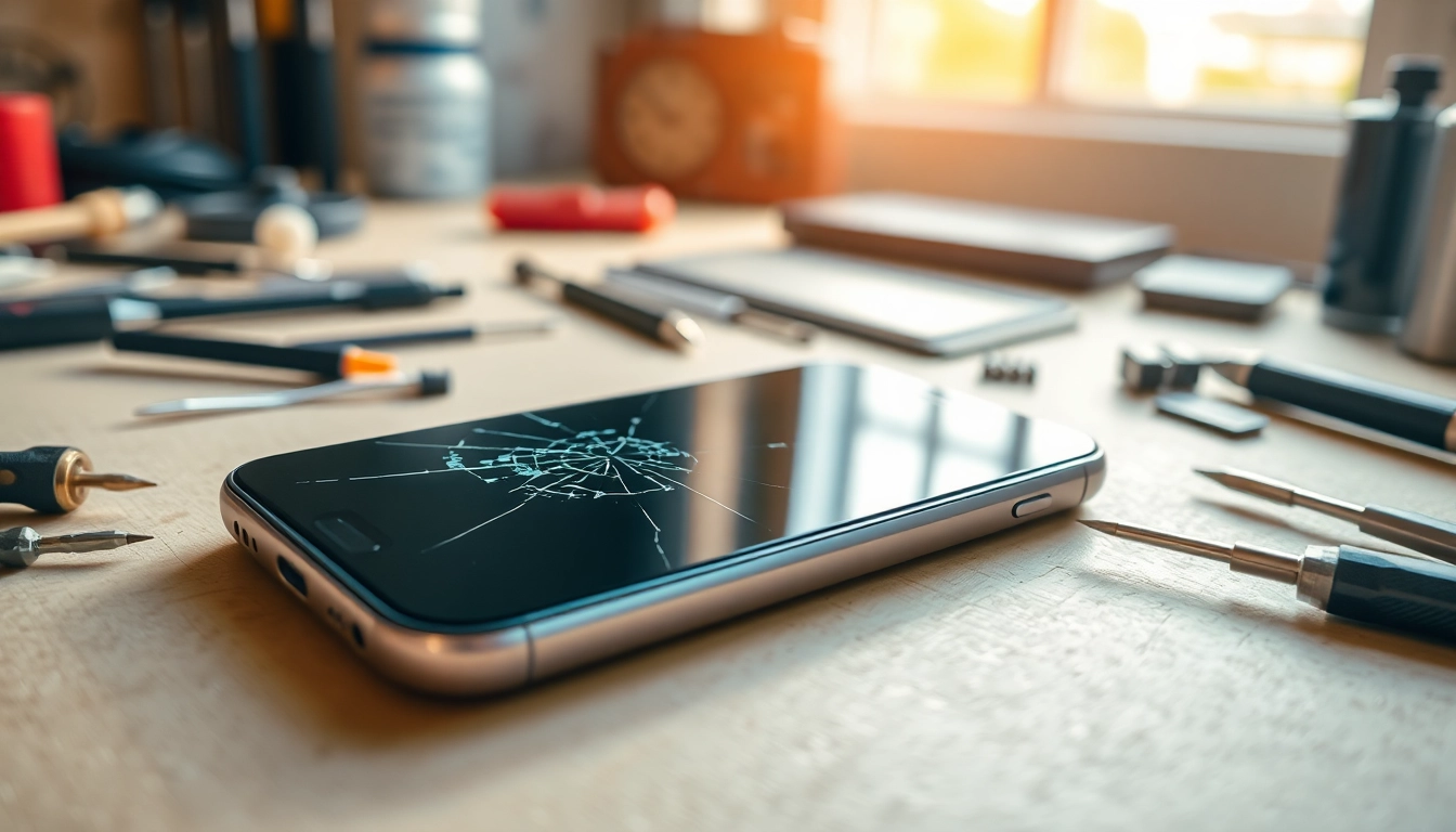 Fixing cash for cracked phone with tools and a bright workspace.