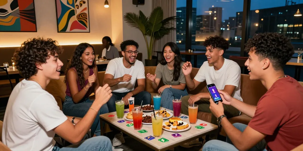 Young adults enjoying the smash or pass game at a lively lounge.