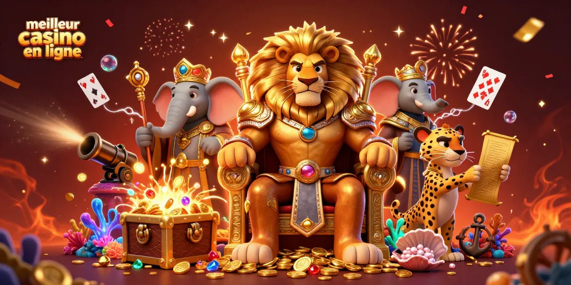Vivez des aventures au meilleur casino en ligne avec un roi lion royal et des trésors sous-marins.