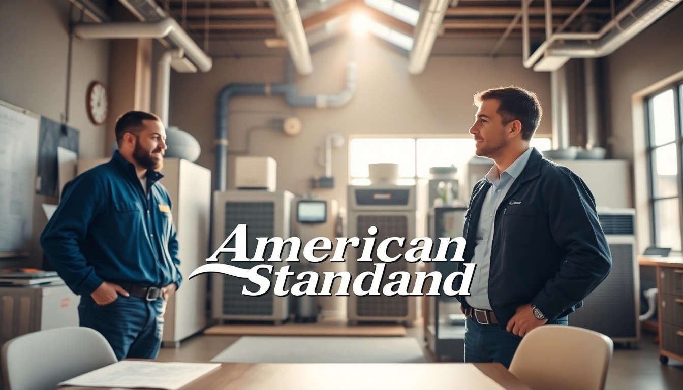 Find local American Standard dealers near me in a professional HVAC office setting.
