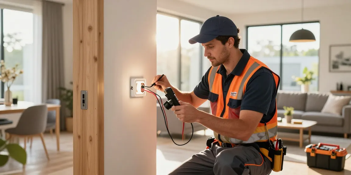 Round the clock electrician Birmingham inspecting home wiring with professionalism and energy-efficient tools.
