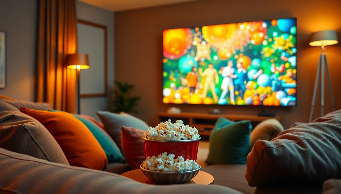 ดูหนังออนไลน์ฟรี บรรยากาศผ่อนคลายในห้องนั่งเล่นสำหรับการชมภาพยนตร์