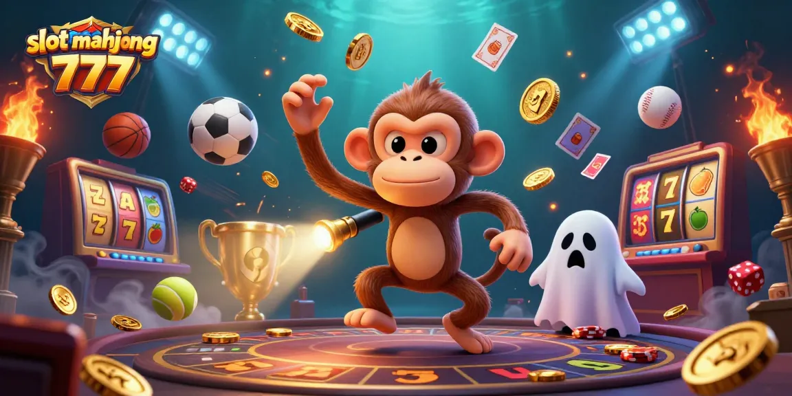 Experience fun and excitement with slot mahjong 777 as golden elements cascade in a lively casino setting.