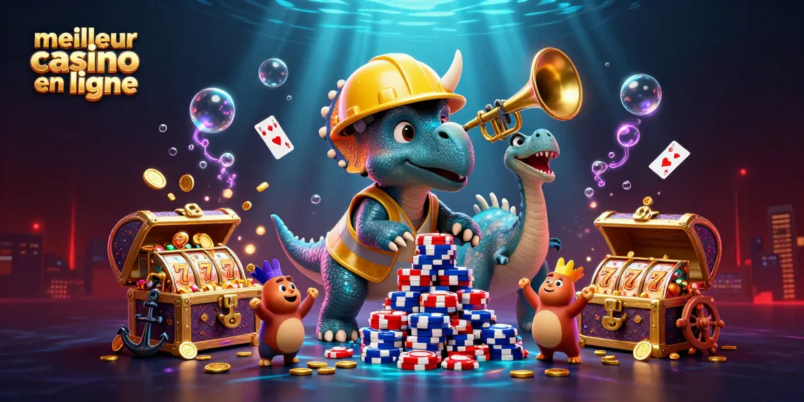 Découvrez le meilleur casino en ligne avec des personnages animés construisant des jetons de poker sous l'eau.