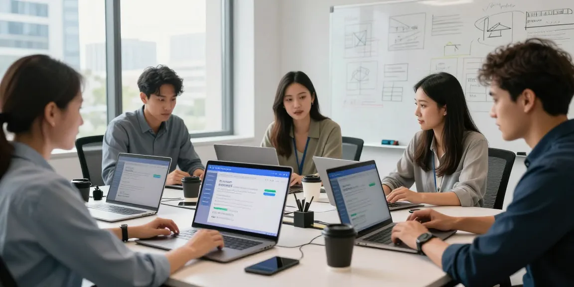 Team using 纸飞机中文版 in a modern office to enhance communication and collaboration.
