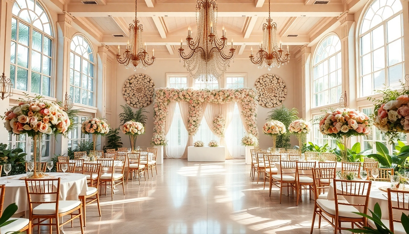 Browse a Wedding Event Space Jacksonville with elegant decor and beautiful floral arrangements