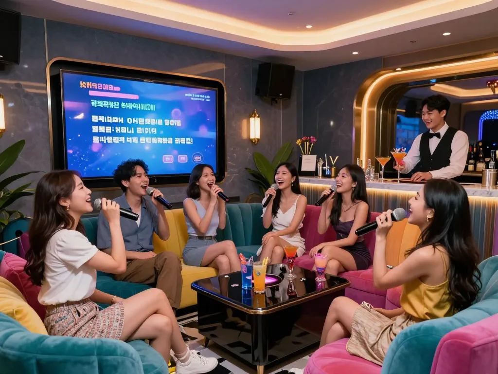 친구와 함께 https://www.gangnamtune.com/runrabbit에서 프리미엄 노래방을 경험하세요. 생기 넘치는 장식과 활기찬 분위기.