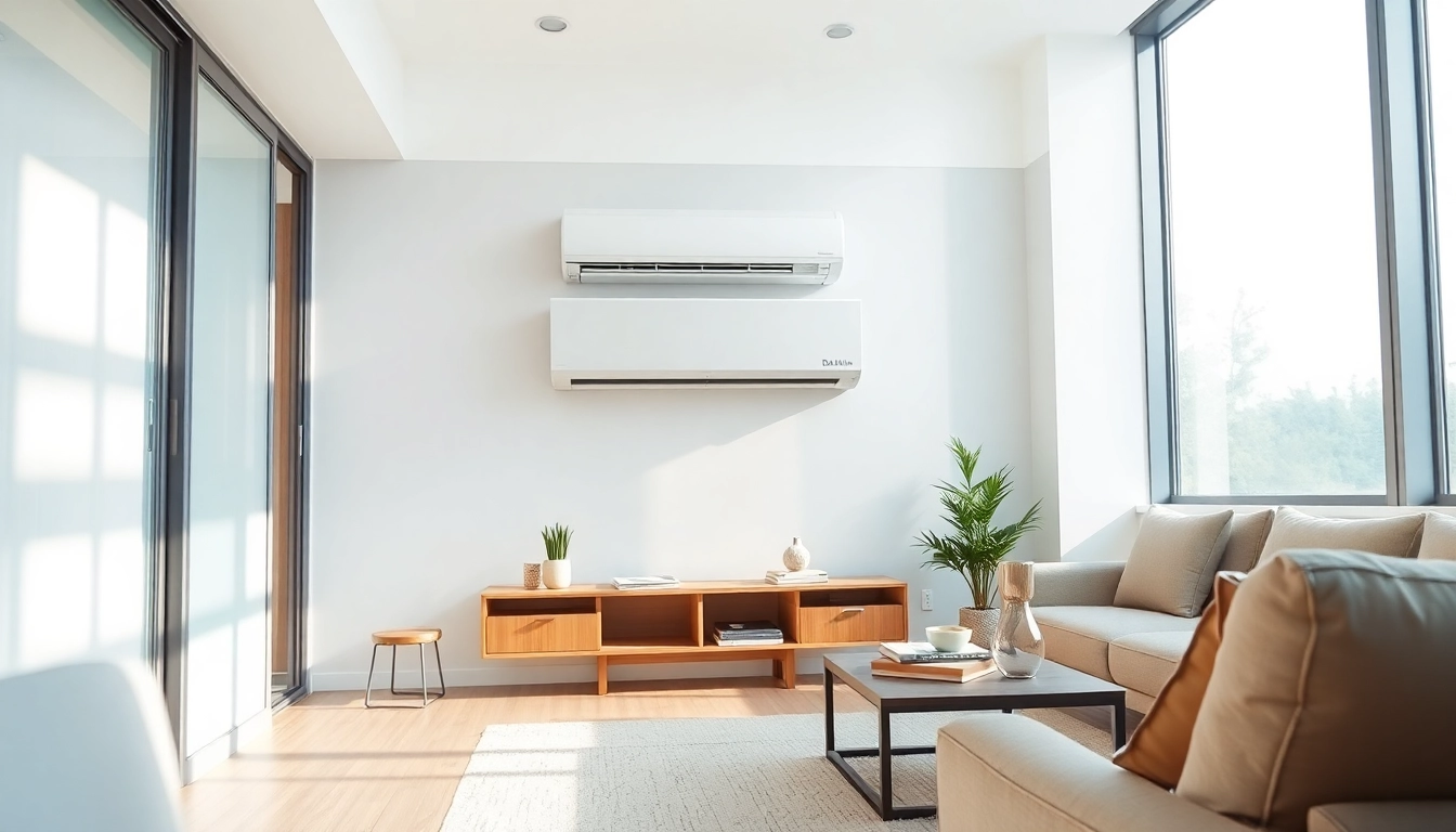 Enhance comfort with the stylish Daikin mini split AC in a contemporary living room setting.