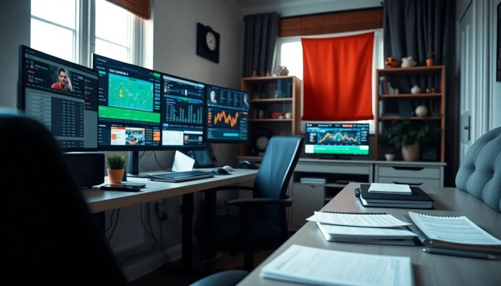Highlighting the best sports betting sites India through a vivid home office setup.
