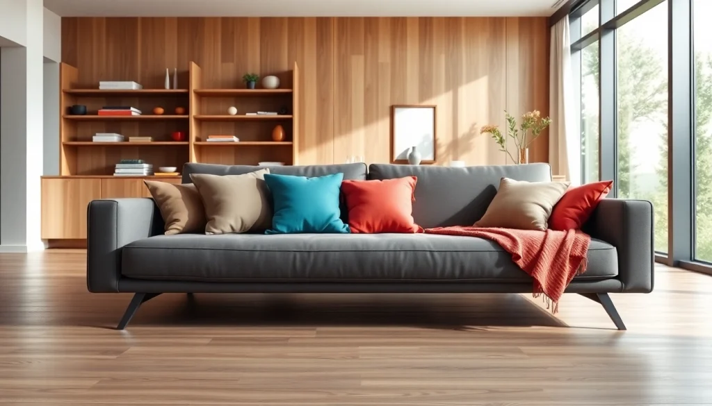 Sofa beds uk in a modern living room with decorative pillows, showcasing comfort and style.