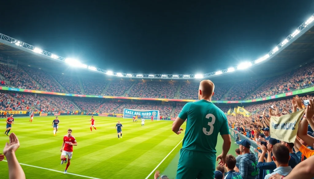 해외축구중계에서 활기찬 축구 경기를 응원하는 관중들