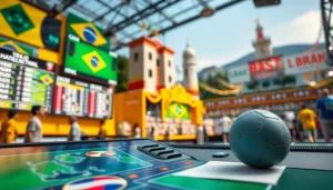 Explore the best sports betting sites for Brazil with dynamic sports imagery and betting elements.