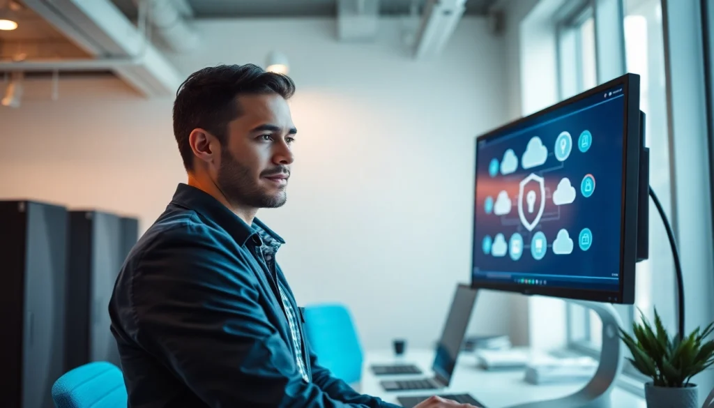 Cloud Backup Tampa services represented in a professional office with IT solutions.