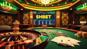 SHBET offers an exciting online casino experience with poker chips and roulette.