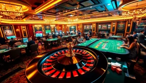 Engage with thrilling casino games at Trang chủ OK8386, featuring roulette, poker tables, and vibrant gameplay.