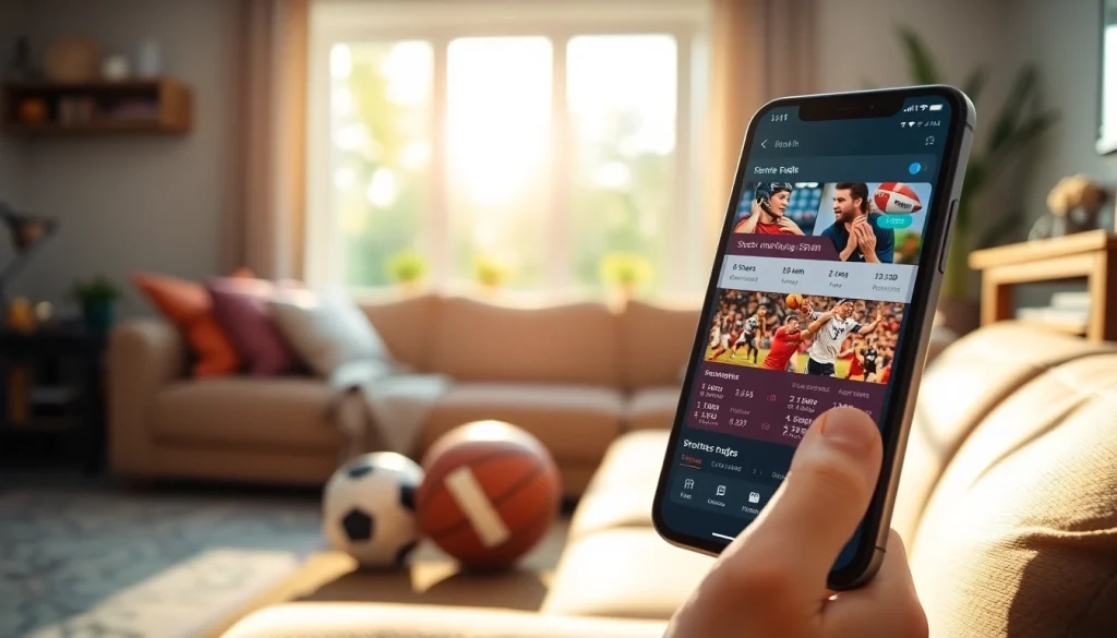 Engaging view of sports betting apps Alabama being used on a smartphone in a cozy setting.