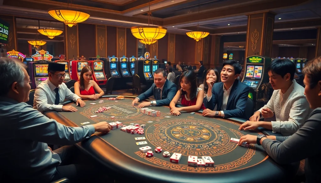 Experience the thrill of Vua99's casino with vibrant poker tables and engaging gameplay.