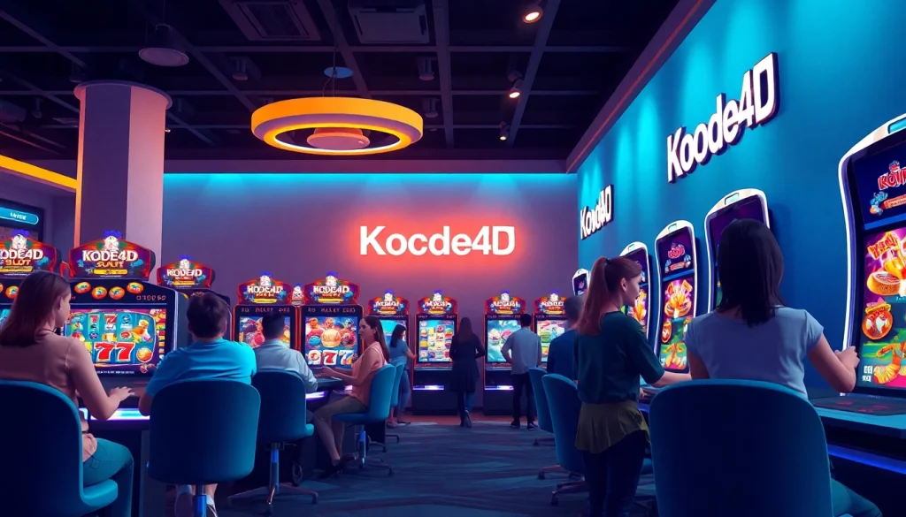 Exciting gaming environment featuring Kode4d slot machines with diverse players enjoying a vibrant atmosphere.