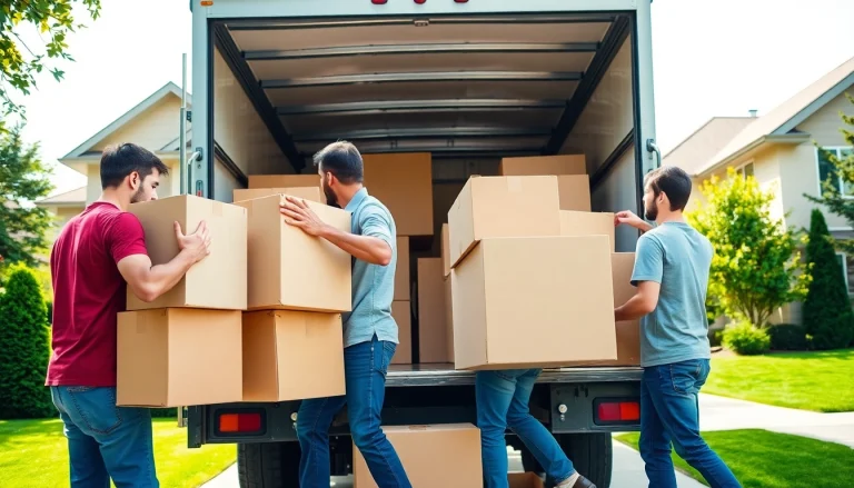 Movers from a Vancouver moving company efficiently loading boxes into a truck.
