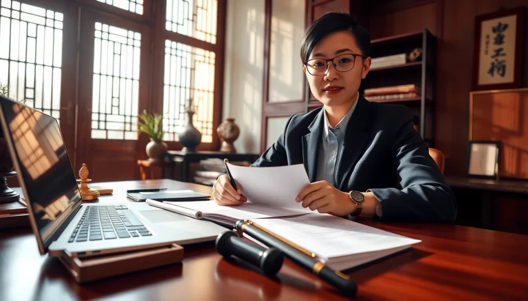 Traducteur chinois certifié au travail, démontrant le professionnalisme et l'expertise dans les traductions.