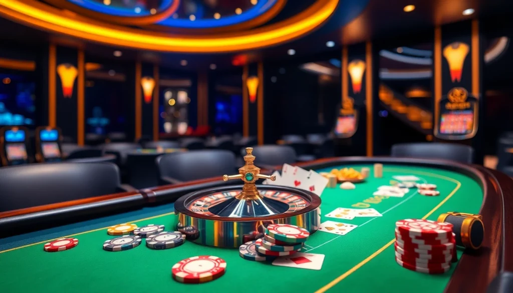 Experience the luxury of online gaming at https://nhacaita88.contact/ with vibrant casino elements like roulette and poker chips.