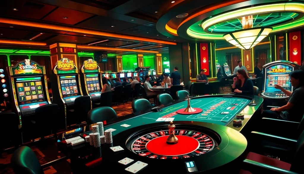 Thu hút người chơi tại bàn casino Tik88 tinh tế với các máy đánh bạc sống động.