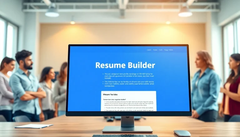 Creating a professional Resume Builder interface showcasing diverse job seekers in an inspiring workspace.