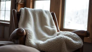 Fleece stof in een gezellige wintersetting met natuurlijke texturen