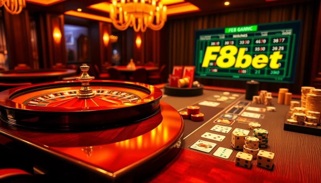 Experience the thrill of F8bet with professional casino elements showcasing excitement in online gambling.