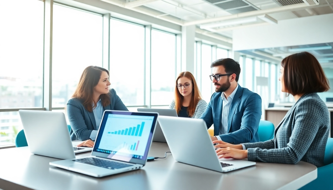 Find competitor pricing strategies with analysis tools and teamwork in a bright office.