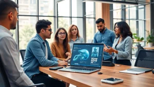 Engaging workspace discussing innovative NSFW AI technology with diverse professionals.