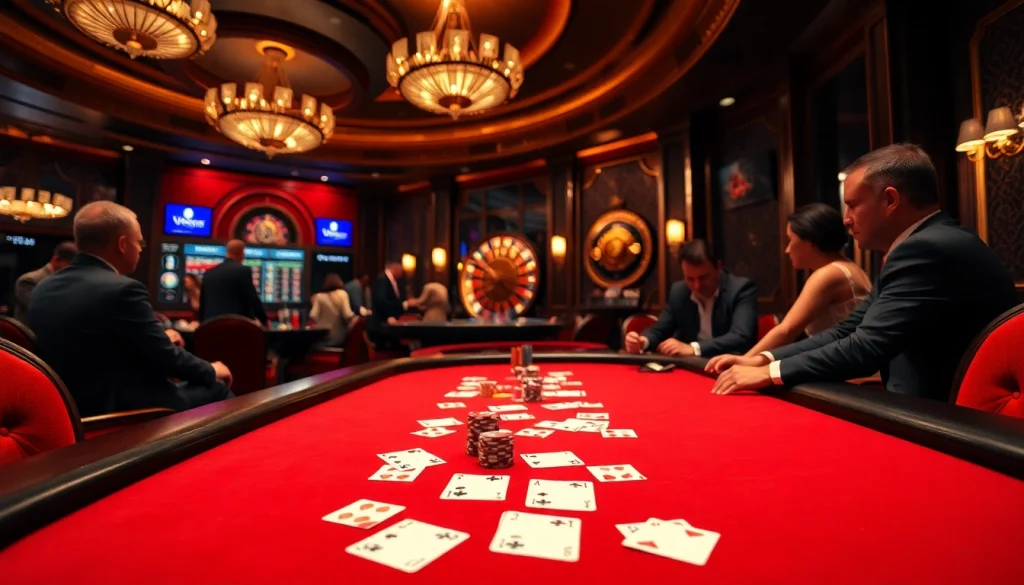 Intense poker action at https://qq88.life/ casino with vibrant chips and cards.