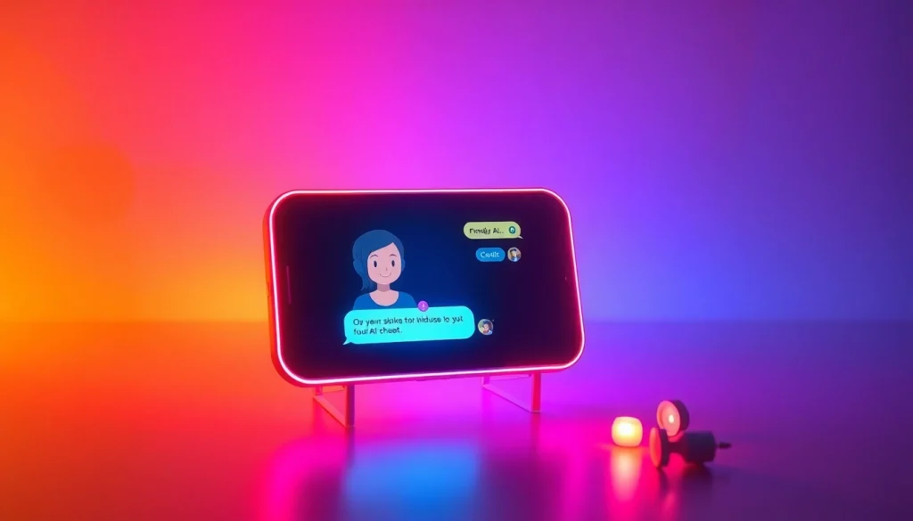 Engaging NSFW AI chat interface with a friendly animated character.