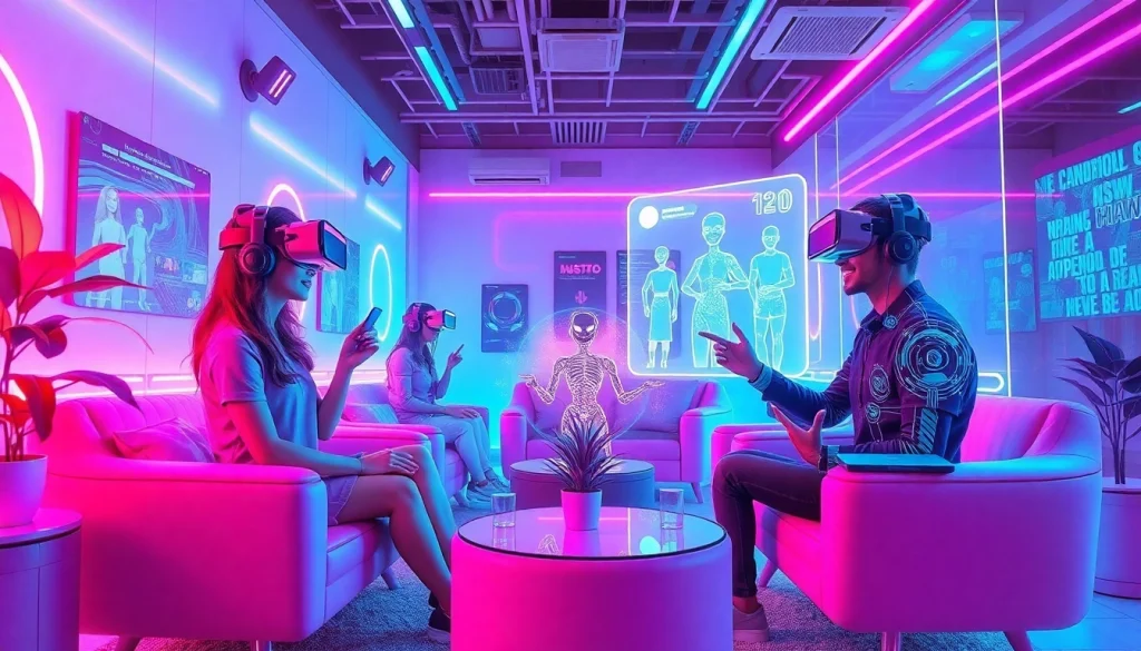 Dynamic interaction with free nsfw ai chatbots in a futuristic VR setting.