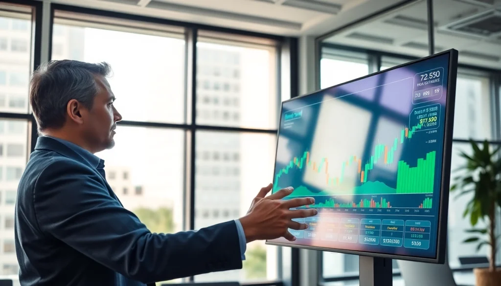 Acheter bitcoin avec l'aide d'un conseiller financier dans un bureau moderne.