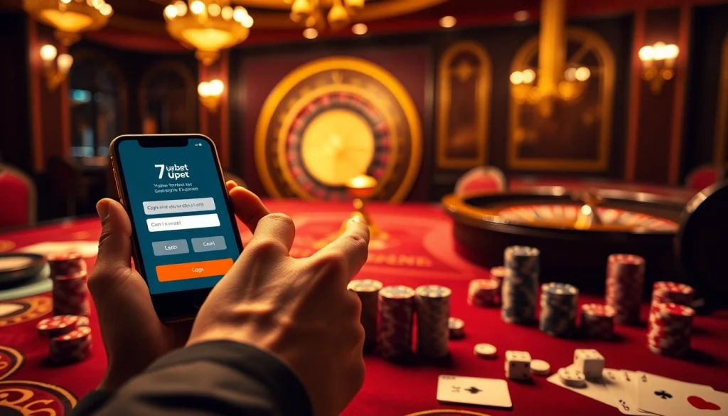 Engage in thrilling online gambling with a smooth 7upbet login experience among vibrant casino elements.