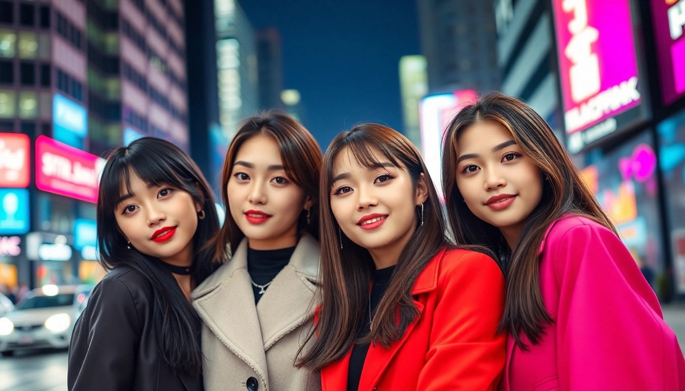 Blackpink members striking poses, showcasing their unique styles and personalities.