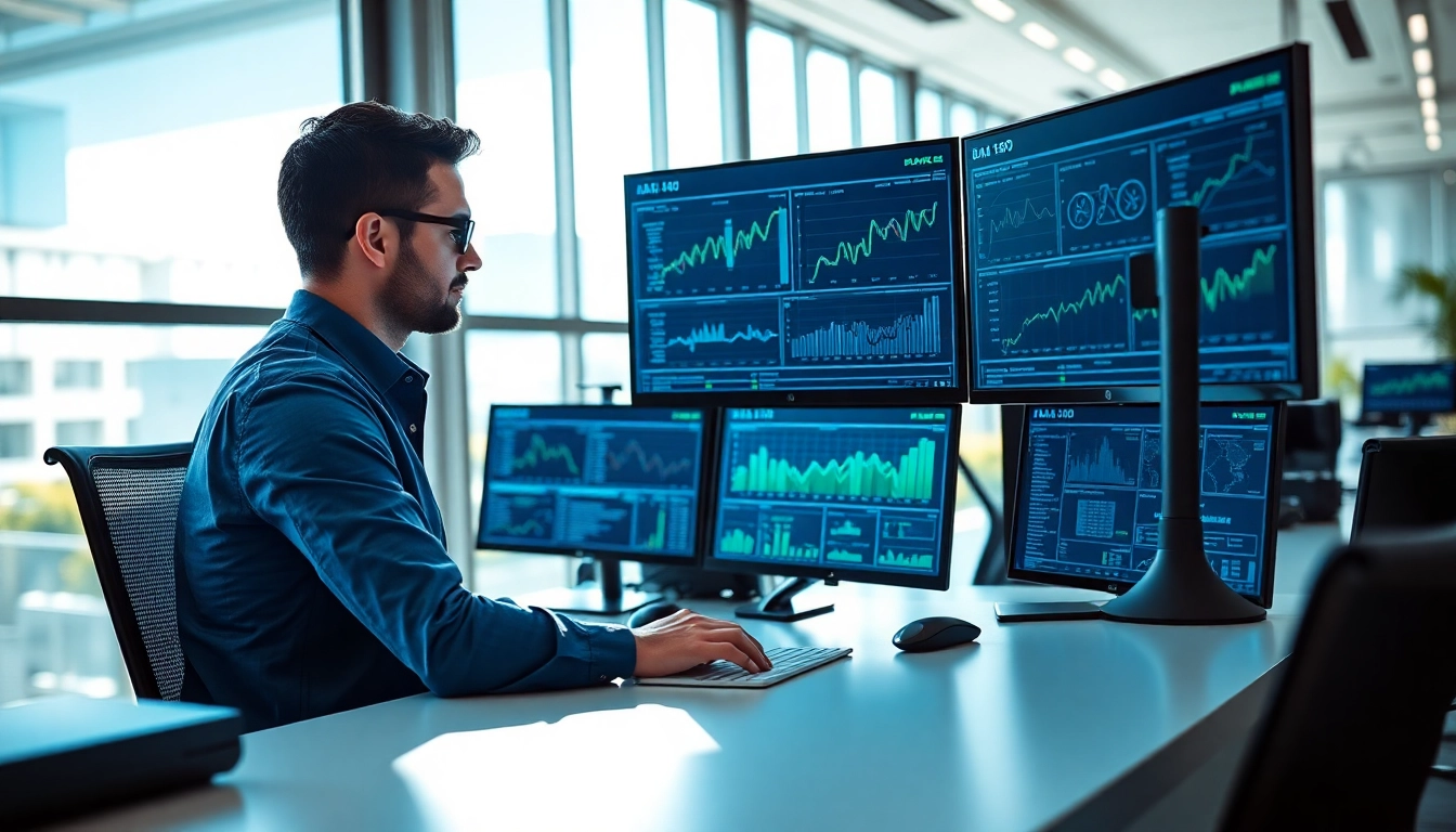 Analyze DAS 140 data systems in a modern office setting with advanced technology.